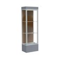 Waddell Display Case Of Ghent Edge Lighted Floor Case, Chocolate Back, Satin Frame, 12" Carbon Mesh Base, 24"W x 76"H x 20"D 93LFCO-SN-CM